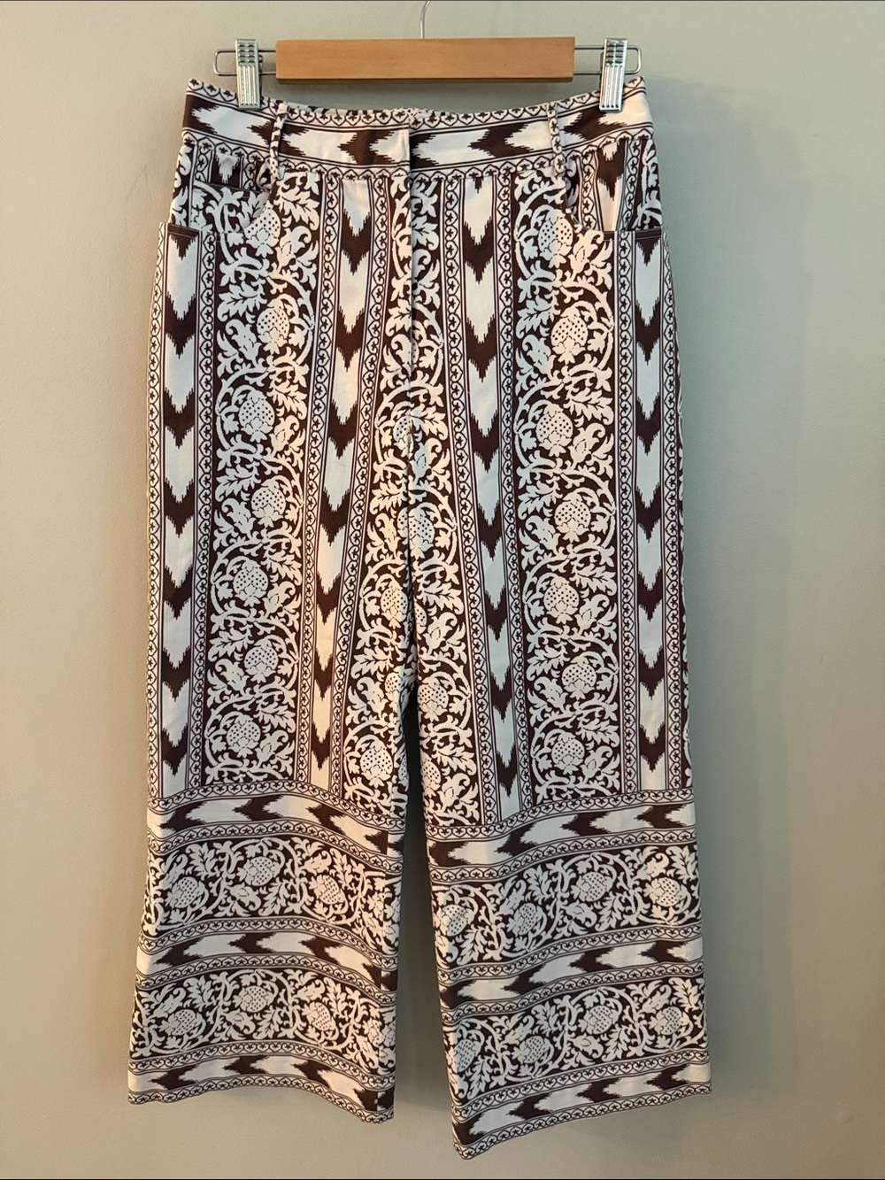 Julia Amory Babe Pant Island Ikat Printed Wide-Leg Pants - Brown & Cream Small - Picture 3 of 12
